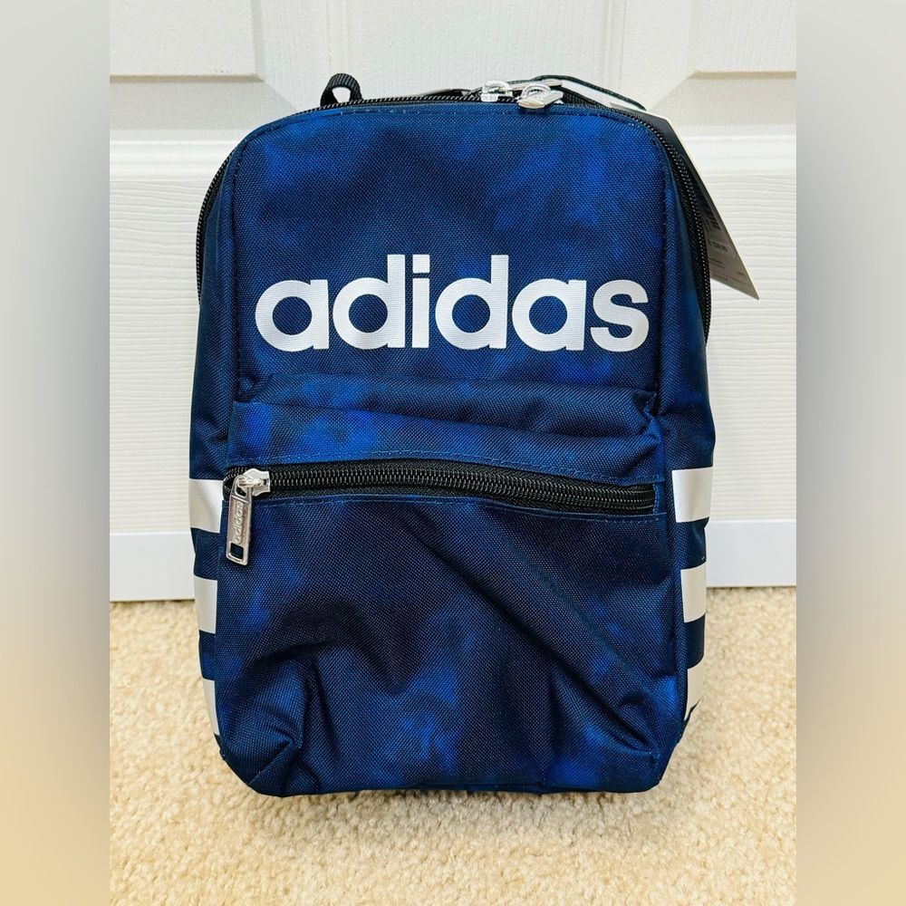 NWT Adidas Santiago 2 Insulated Lunch Bag Stone Wash Team Royal Blue/Black - Picture 2 of 8